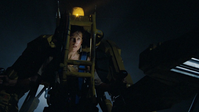 Ellen Ripley in a power loader suit in Aliens