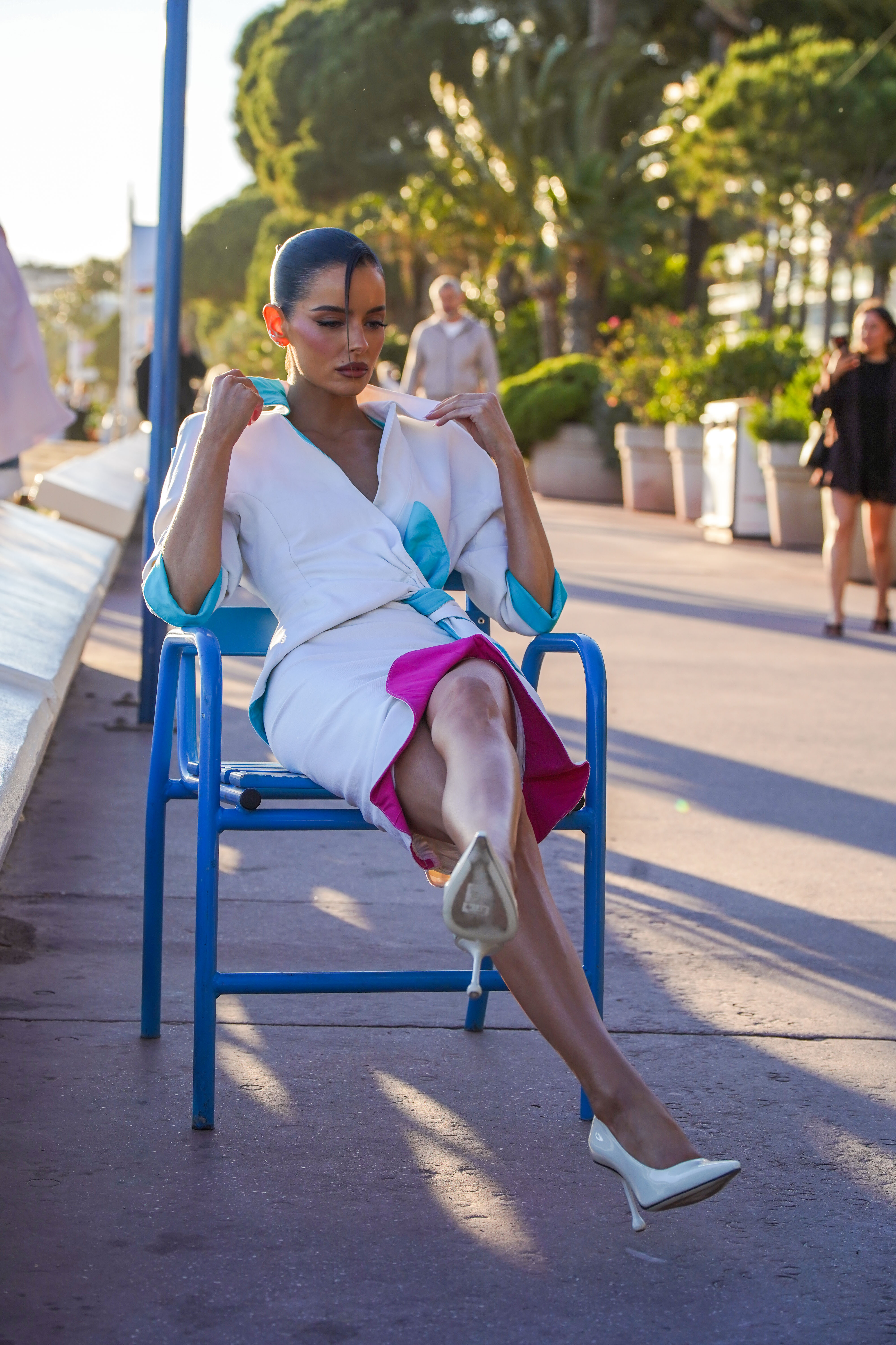 Maura Higgins takes a load off while lounging in Cannes, France.
