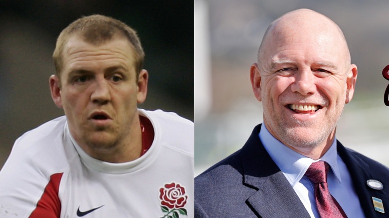 Mike Tindall when he was an England rugby star in 2005 and in 2025.