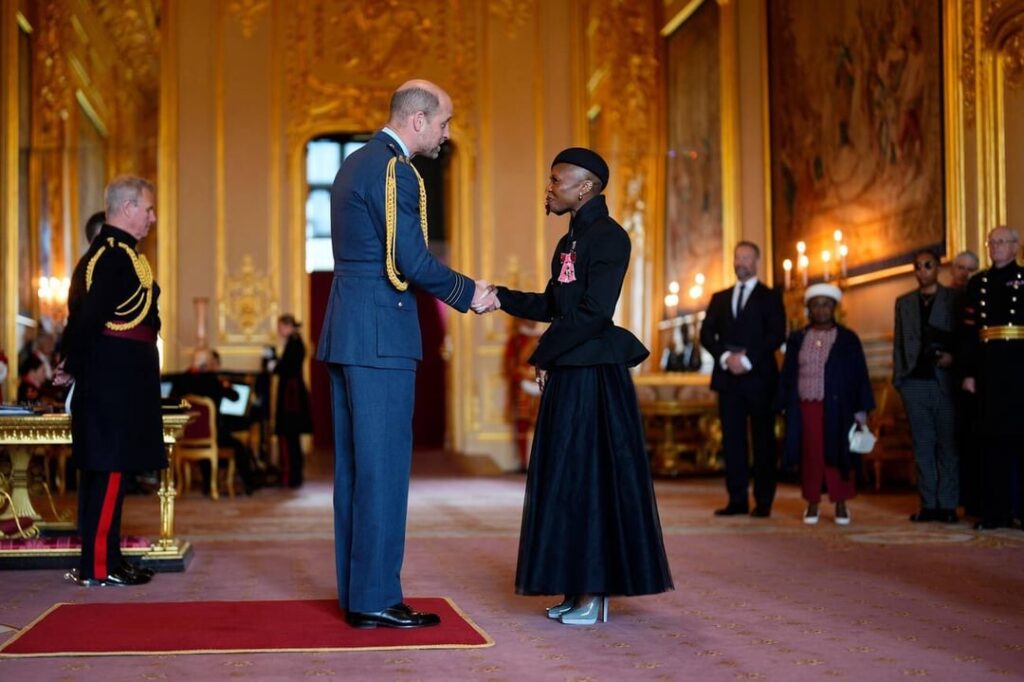Cynthia Erivo received her MBE from the Prince of Wales at Windsor Castle (May 19, 2026)