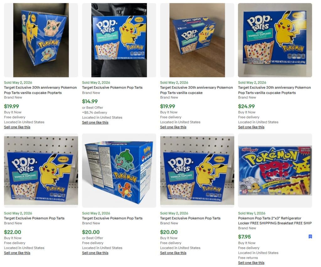 pokemon poptarts ebay resale