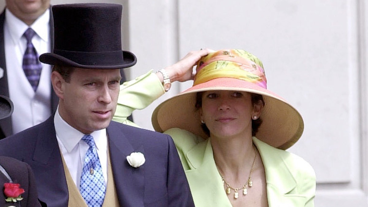 Prince Andrew walking next to Ghislaine Maxwell at Ascot race meeting