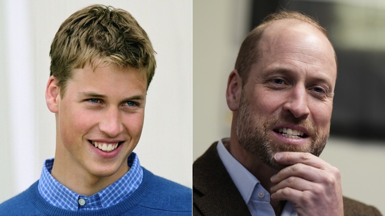 Prince William as a young man in 1999 and recently in 2026.