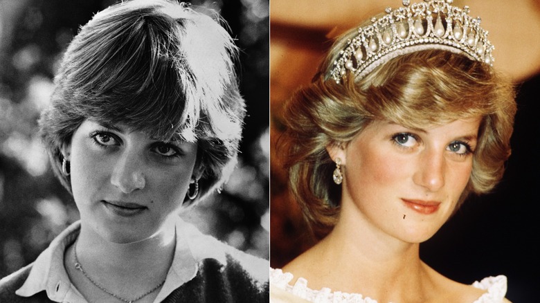 Princess Diana in 1980 and in 1997 before her death.