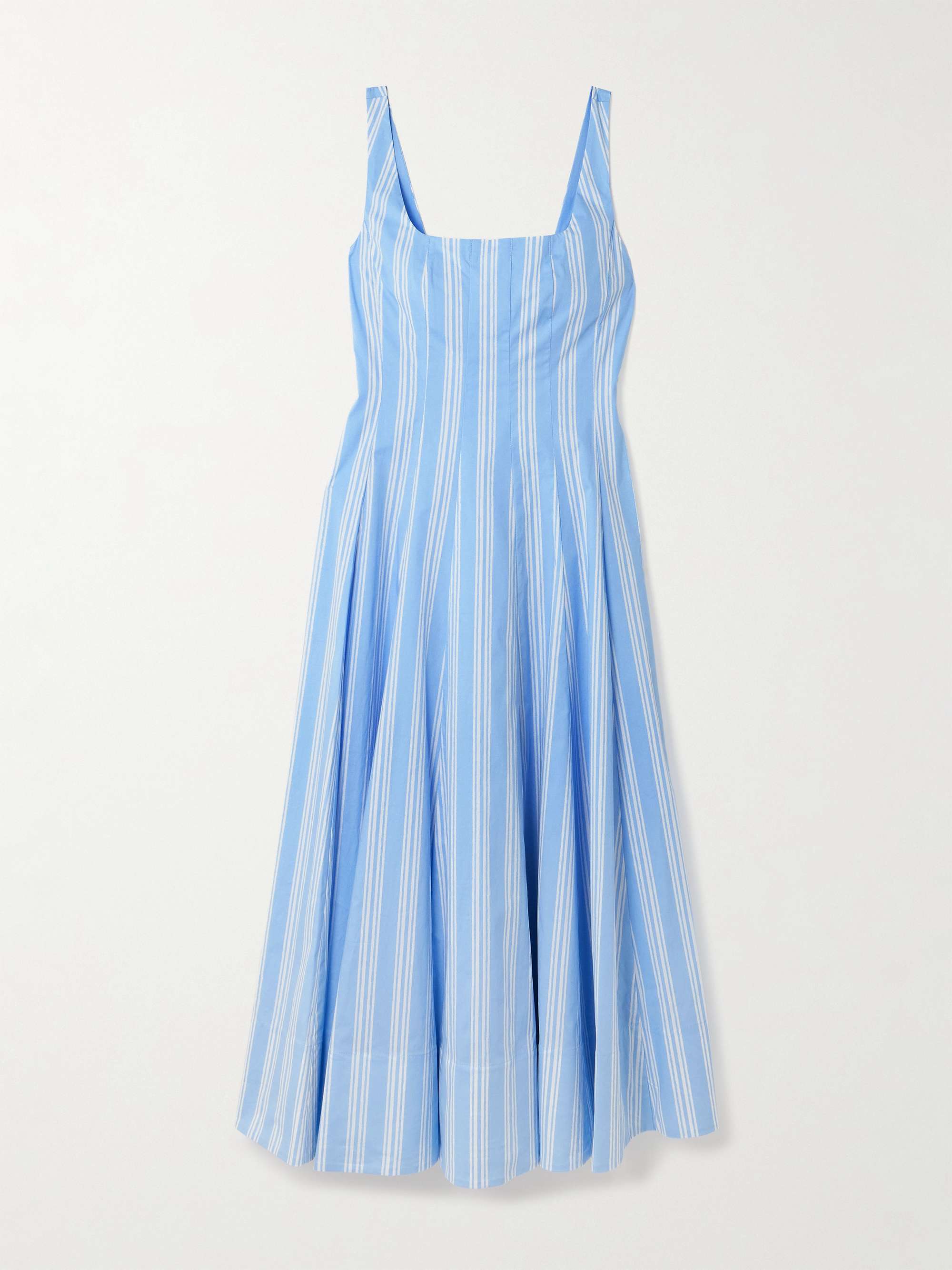 Wells Paneled Striped Cotton-Blend Poplin Midi Dress