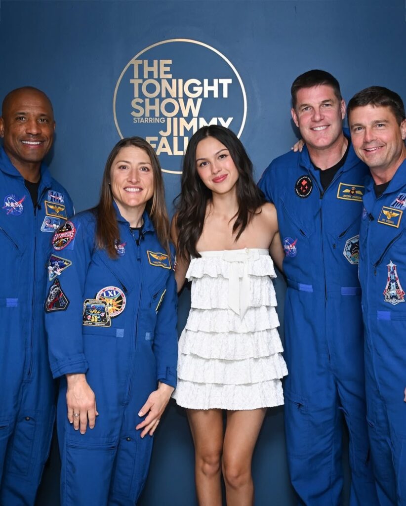 Olivia Rodrigo with the crew of Artemis II on "The Tonight Show Starring Jimmy Fallon" (April 30, 2026)