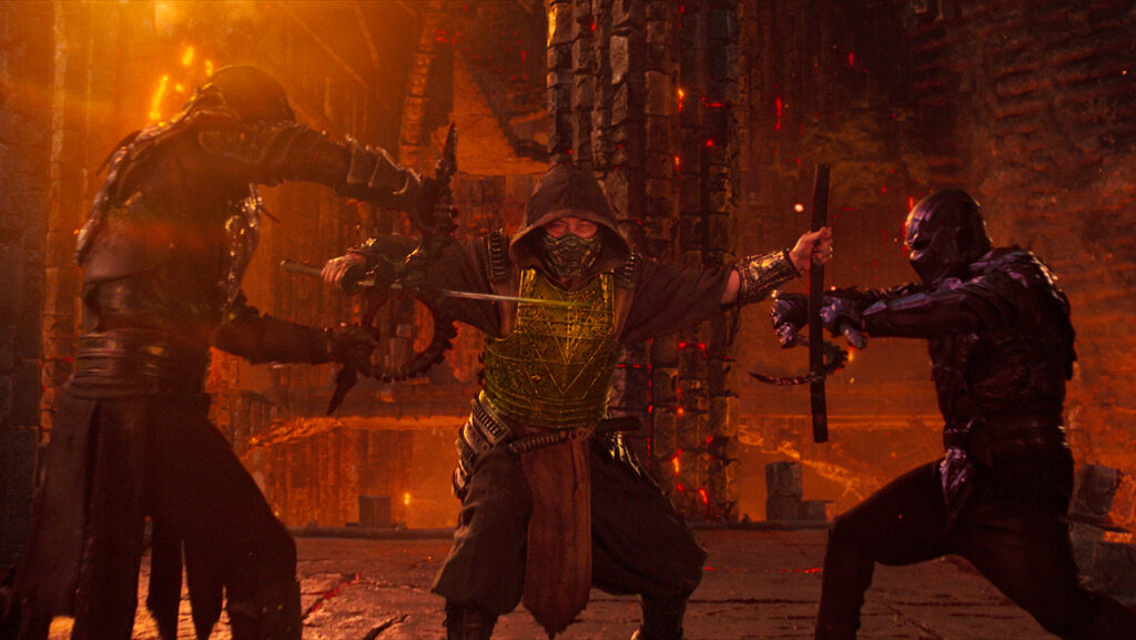 (L-R) Hiroyuki Sanada as Scorpion, and Joe Taslim as Bi-Han in New Line Cinema’s Mortal Kombat 2