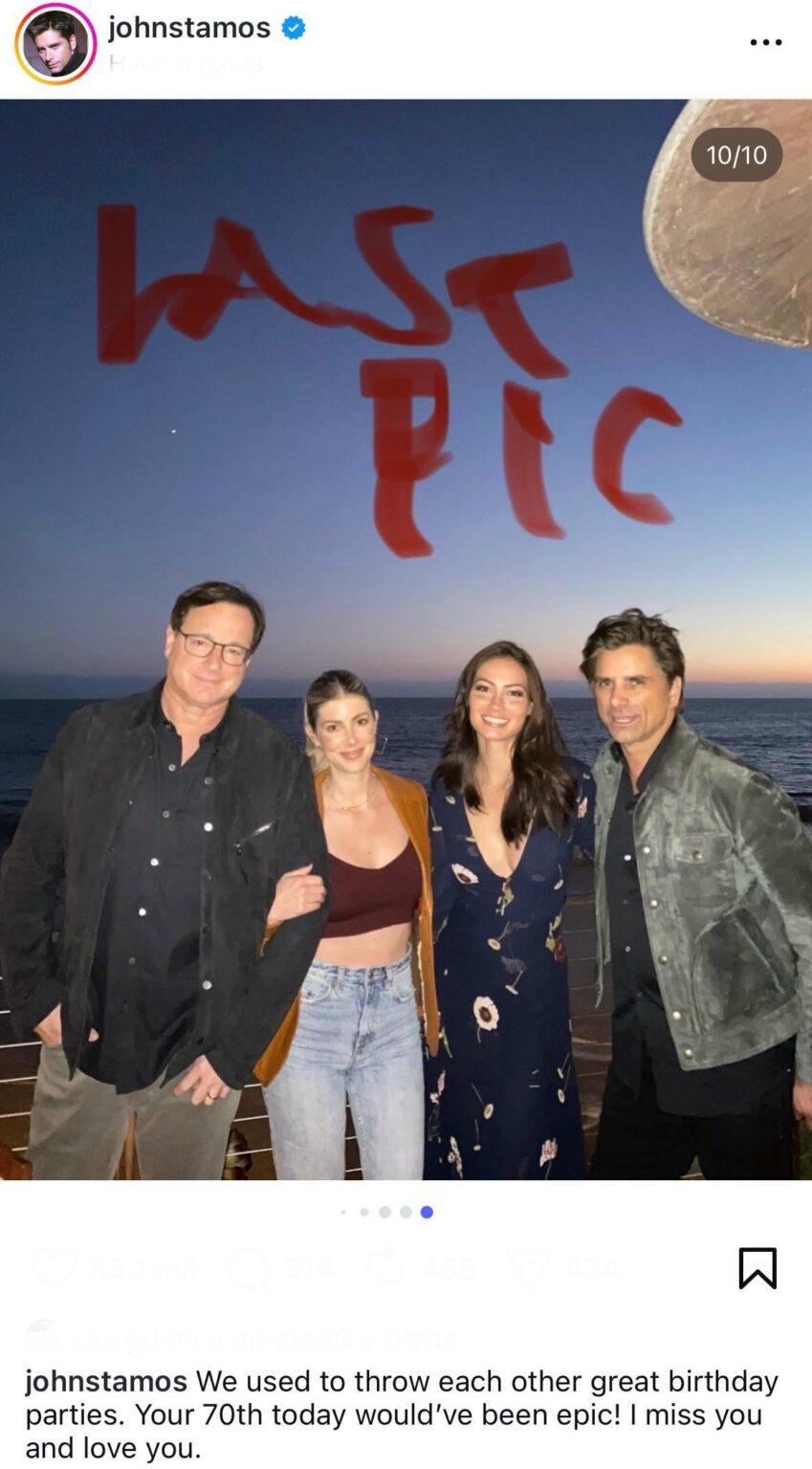 John Stamos shares the last picture he took with Bob Saget on what would have been his 70th birthday