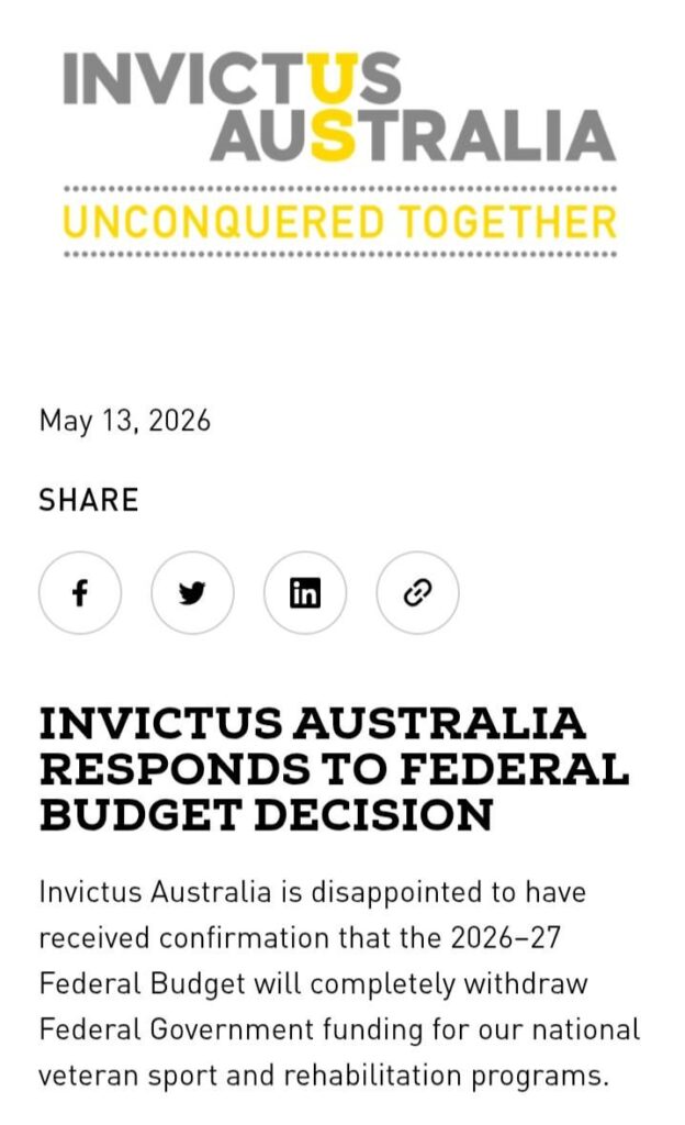 Australia withdrew funding from Invictus Games