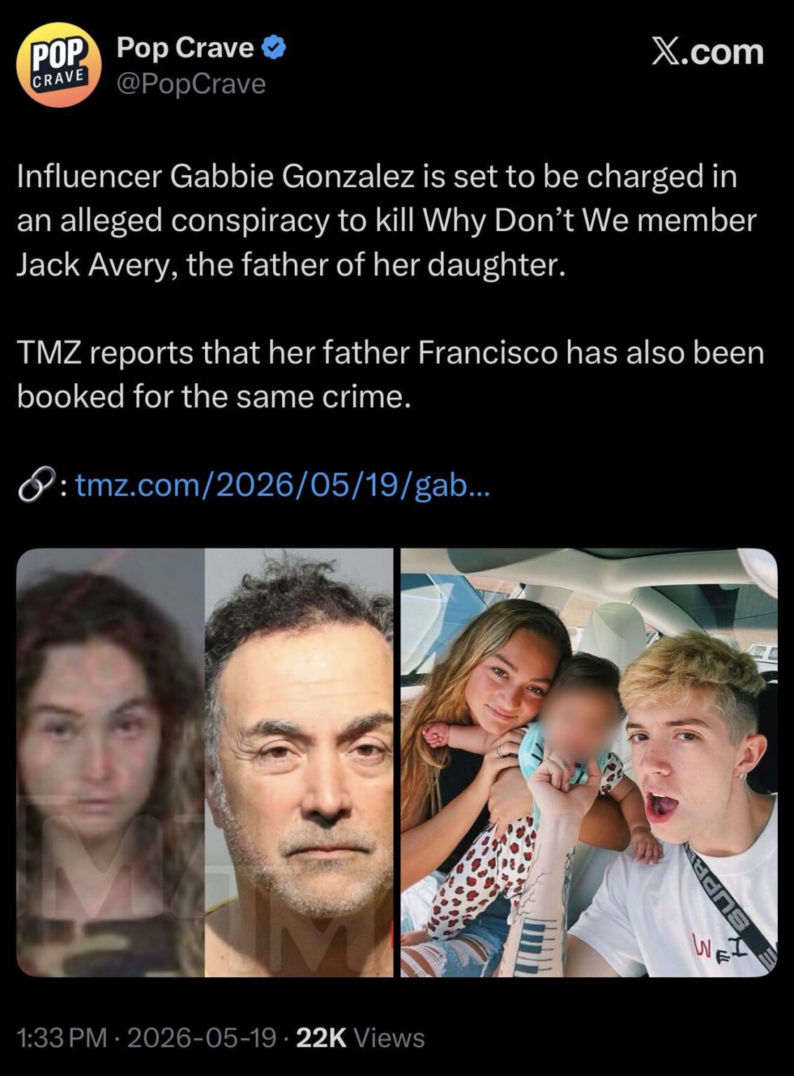 TikToker Gabbie Gonzalez and her dad have been arrested for hiring a hitman to kill Why Don’t We singer Jack Avery who Gabbie shares a 7 year old daughter with