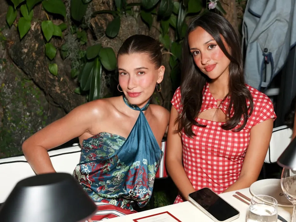 Hailey Bieber and Alexandra Leclerc show relaxed yet styled looks at a Formula 1 Miami gathering.