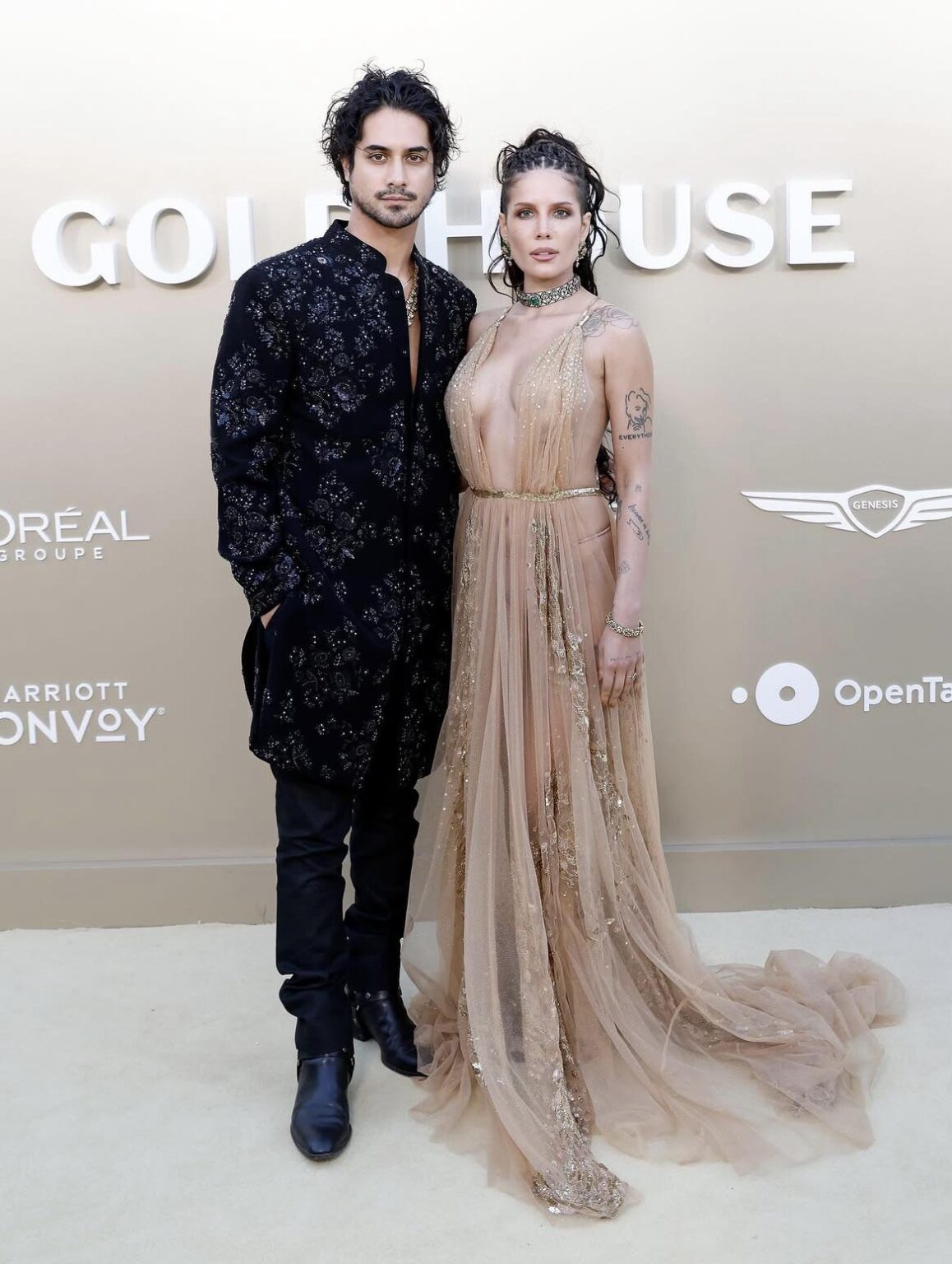 Avan Jogia and Halsey in Rahul Mishra SS24 Couture at the Gold House Annual Gold Gala (May 9, 2026)