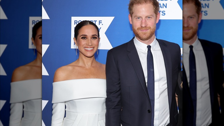 Meghan and Harry wearing matching outfits at Ripple of Hope Gala