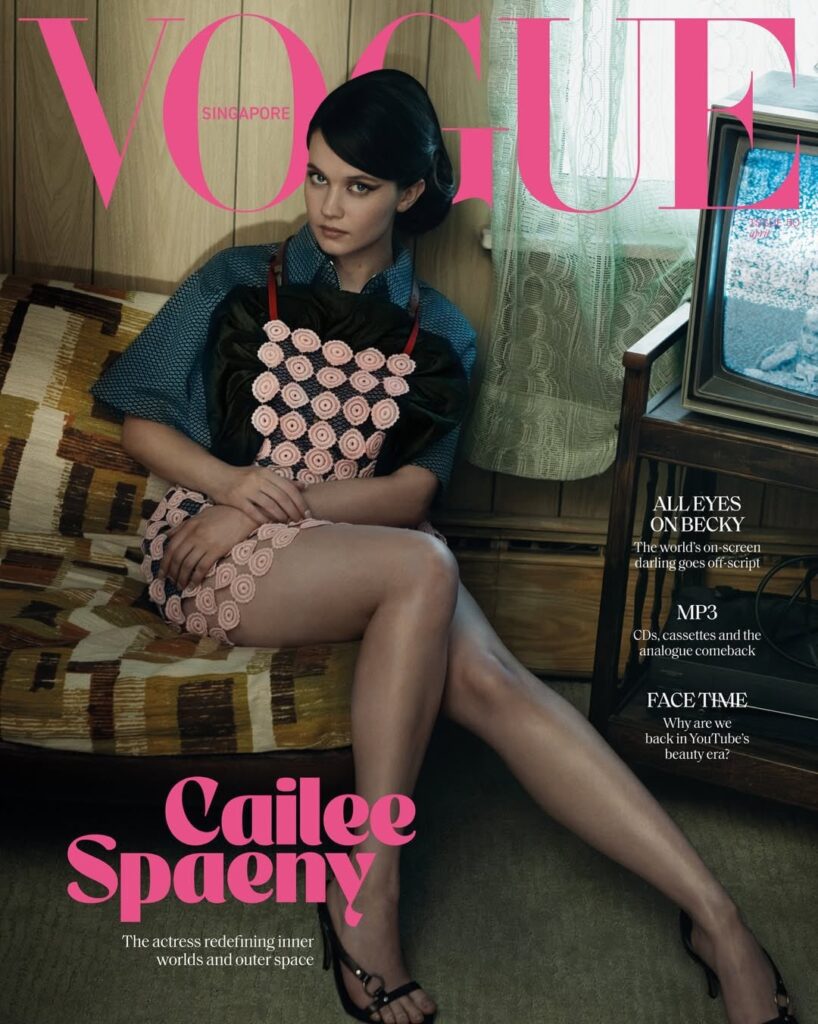 Cailee Spaeny for cover of  vogue Singapore April issue 2026 , photographed by Norman Jean Roy.