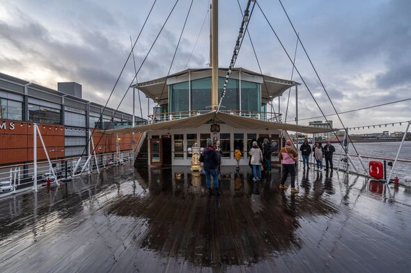 The deck of Royal Yacht Britannia, one of the most visited tourist attractions of Edinburgh, Scotland