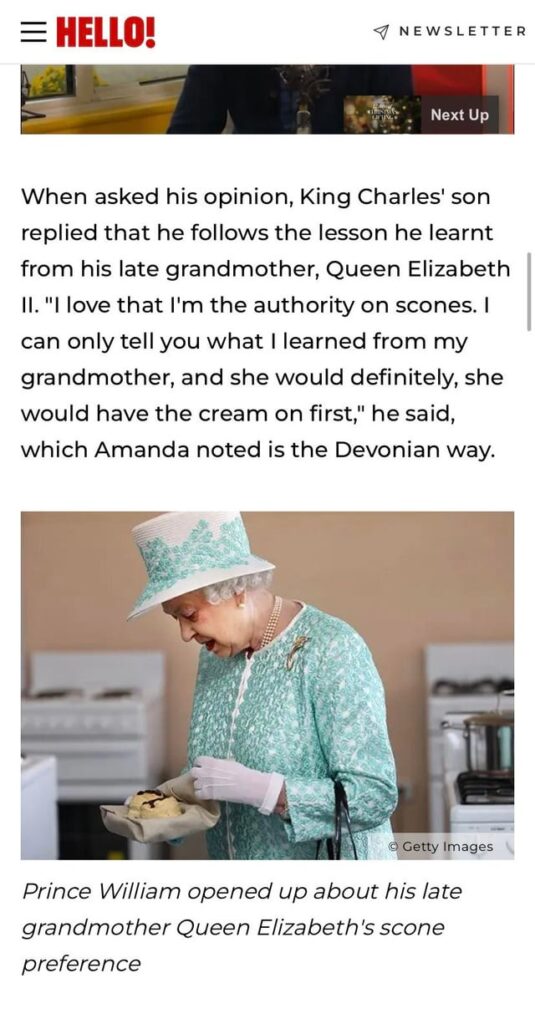 Meghan posted about scones after Prince William’s comments about the late Queen’s jam and cream preference