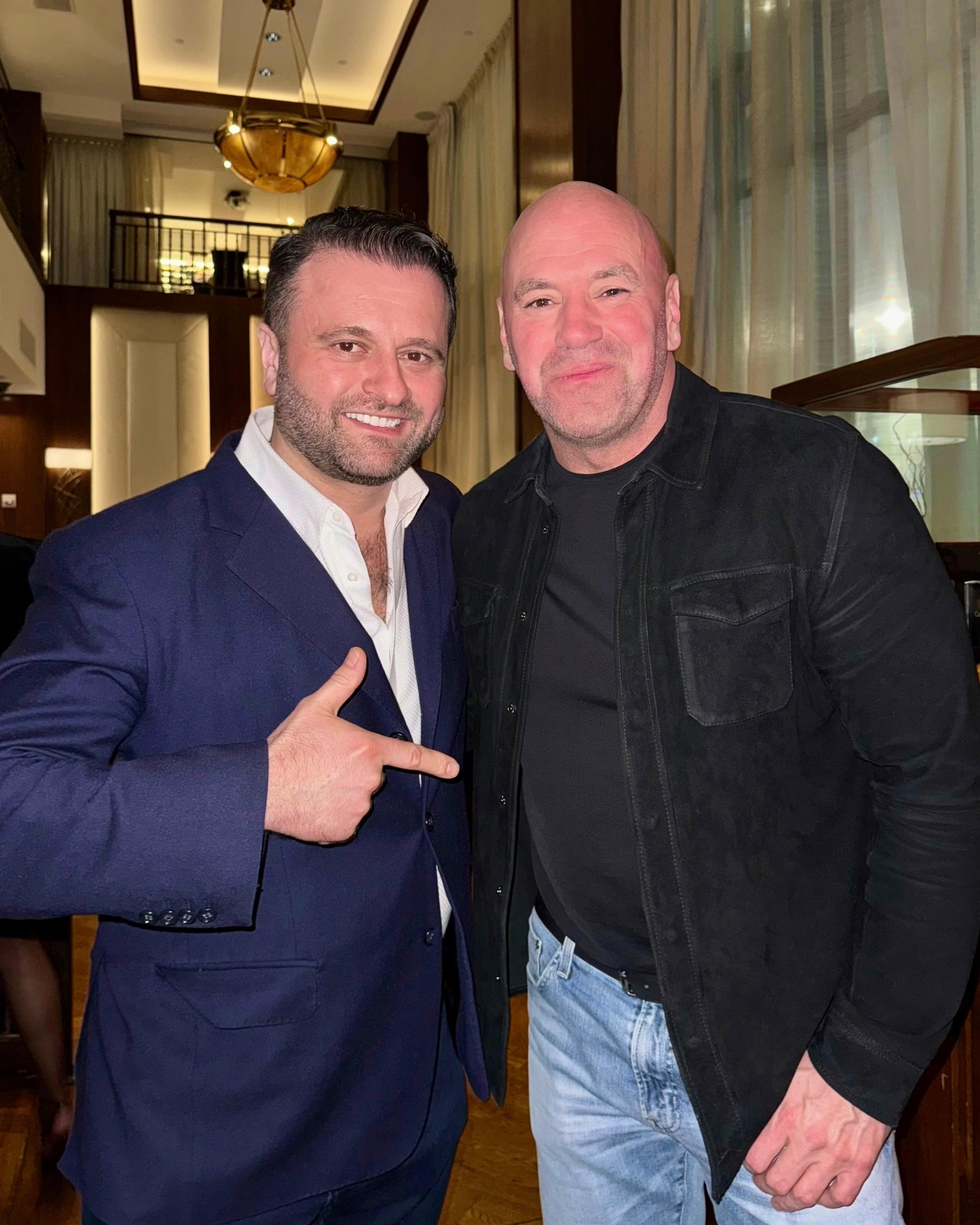 President and CEO of the UFC, Dana White, enjoyed dinner at his favorite NYC steakhouse, Benjamin Prime, with owner Benjamin Prelvukaj.