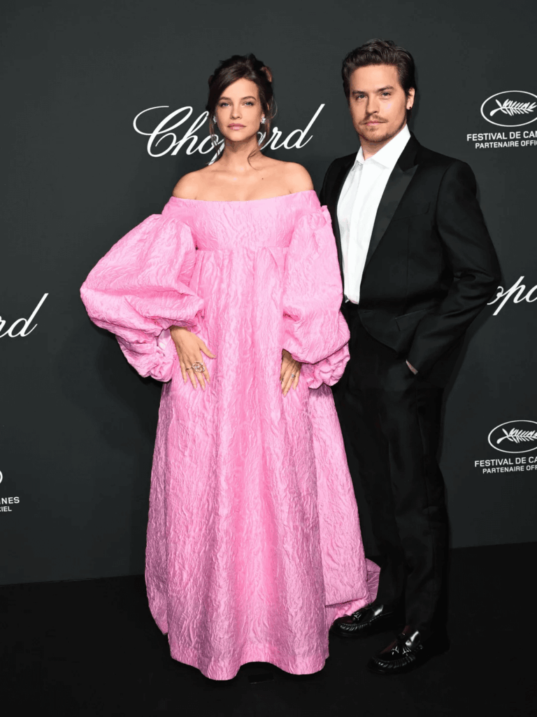 Barbara Palvin and Dylan Sprouse at the Chopard Trophy photocall at the 79th annual Cannes Film Festival