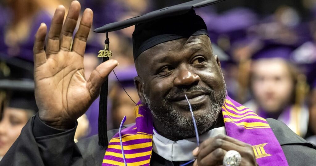 Shaq earns master's degree from LSU, trolls Charles Barkley at graduation ceremony
