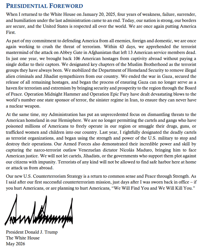 The White House says they will “identify and neutralize” secular political groups that are anti-American, “radically pro-transgender” and anarchist. It declares Anarchists & Anti-Fascists as a major terror group. Presidential Foreword ends with “We Will Find You and We Will Kill You.” with Trump’s s