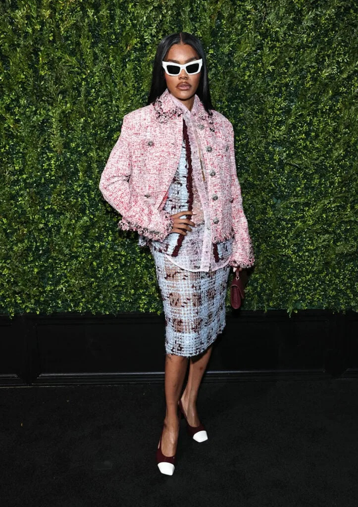 Teyana Taylor, wearing CHANEL, attends the CHANEL Tribeca Festival Artists Dinner 