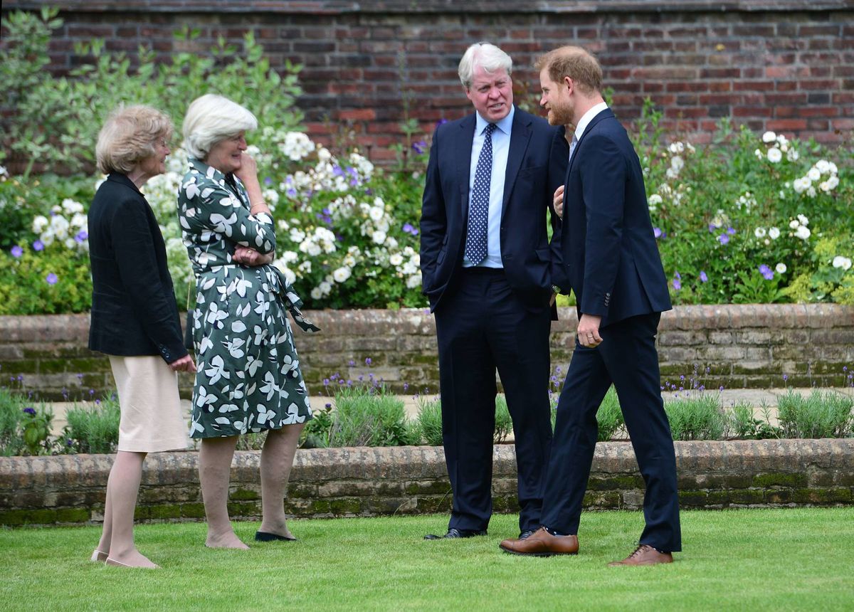 Lady Sarah McCorquodale, Lady Jane Fellowes and Earl Spencer, with their nephew Prince Harry 