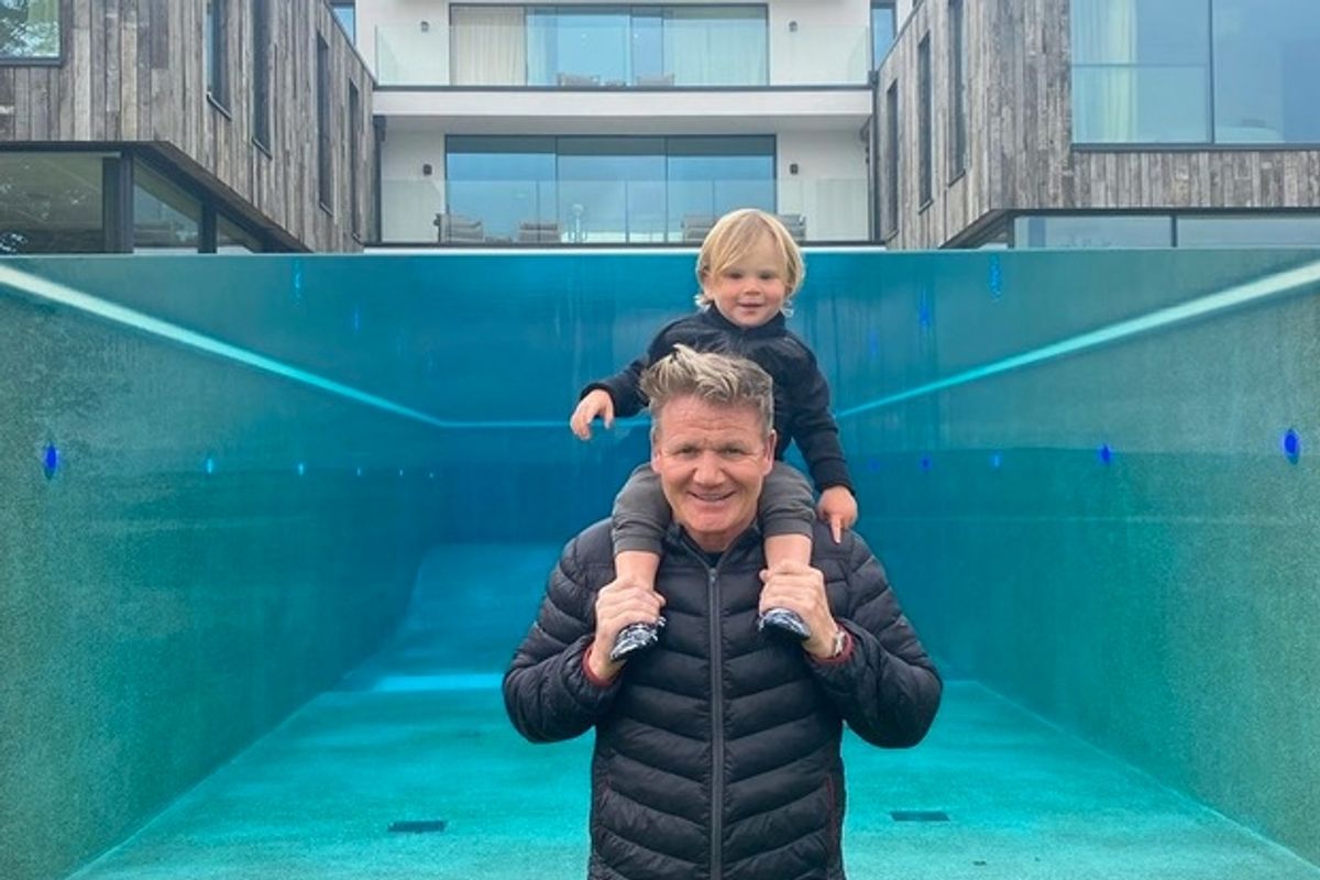Gordon Ramsay shows off stunning views from his incredible new swimming pool as he relaxes at £4.4m Cornwall home
