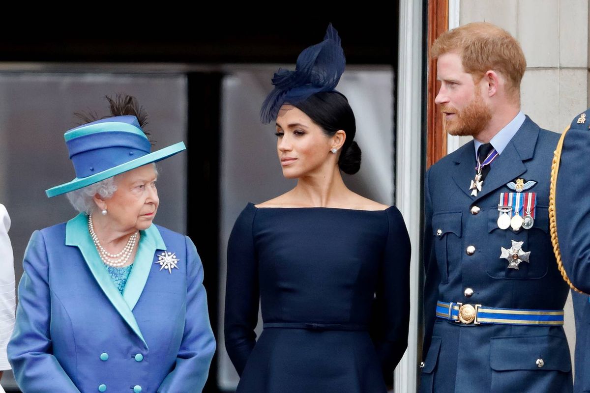 Meghan and Harry pictured with Queen Elizabeth at Buckingham Palace in July 2018