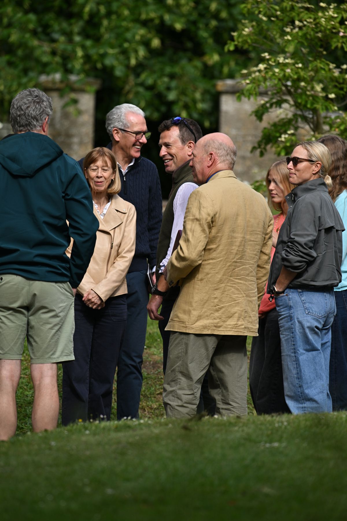 Peter Phillips (centre) arrives with his sister Zara Tindall (right) and daughter Isla Phillips (second right) for a rehearsal ahead of his wedding to Harriet Sperling at All Saints Church in Kemble