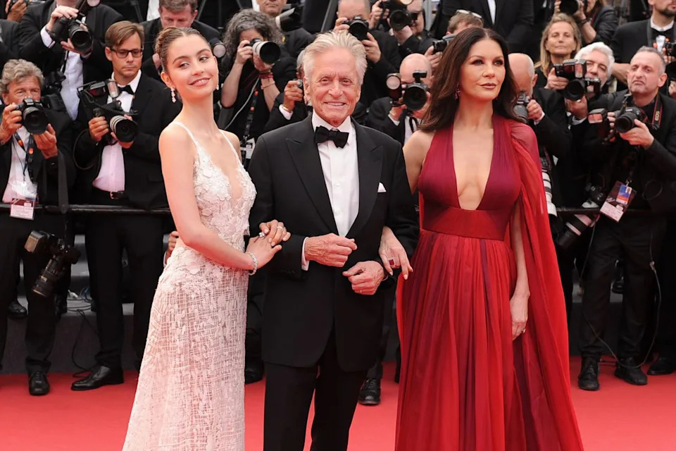 Catherine Zeta-Jones, Michael Douglas and daughter Carys Zeta Douglas on May 16, 2023 in Cannes, France.Credit: Stefanie Rex/picture alliance via Getty