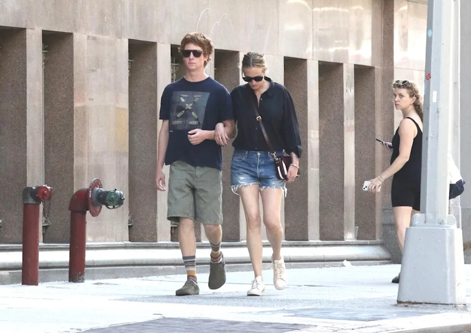 Phinnaeus also kept it casual with shorts, a t-shirt and shades. BrosNYC / BACKGRID