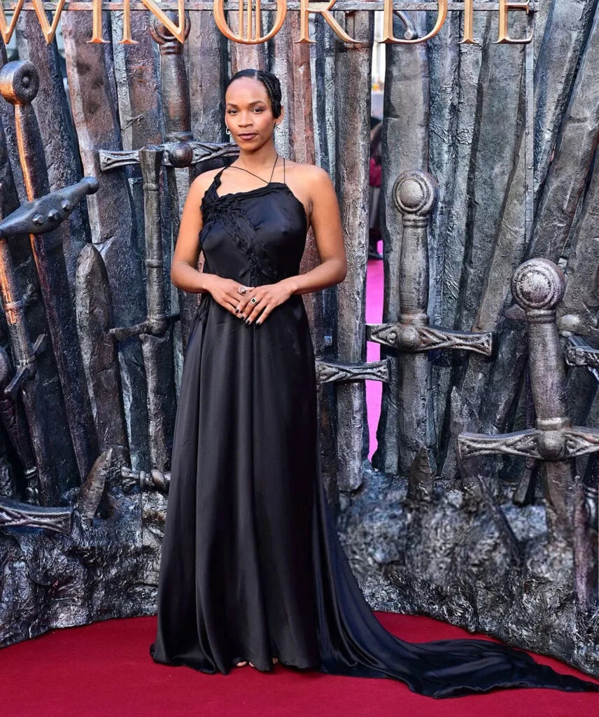 Bethany Antonia wearing Tuuli Turunen and TASAKI jewels at the House of the Dragon Season 3 premiere in London