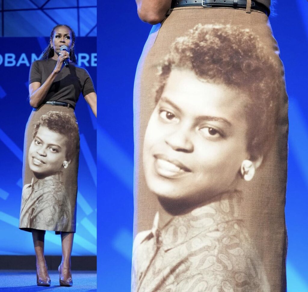 Michelle Obama Pays Tribute to Her Late Mother, Marian Robinson, with Custom Skirt