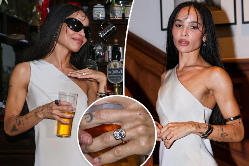 See Zoë Kravitz's engagement ring from Harry Styles up close