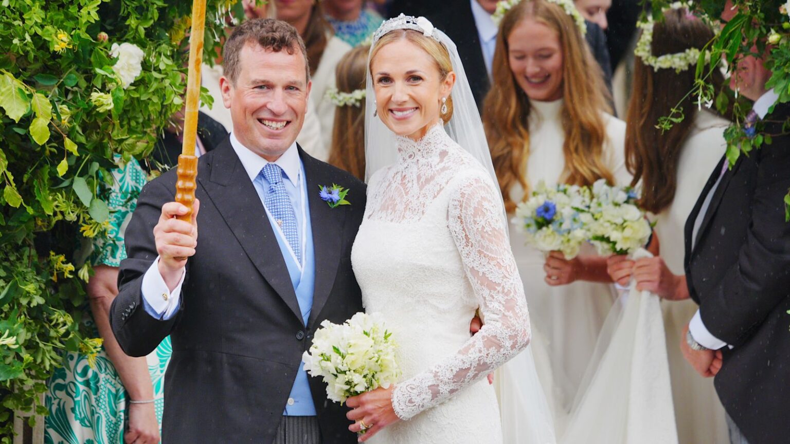 Royal family brave the rain for Cotswolds wedding of Peter and Harriet Phillips Royal family brave the rain for Cotswolds wedding of Peter and Harriet Phillips