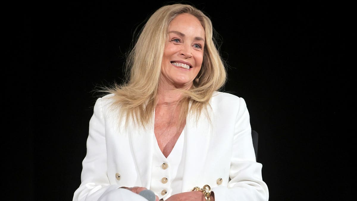 Sharon Stone on stage at a screening of 