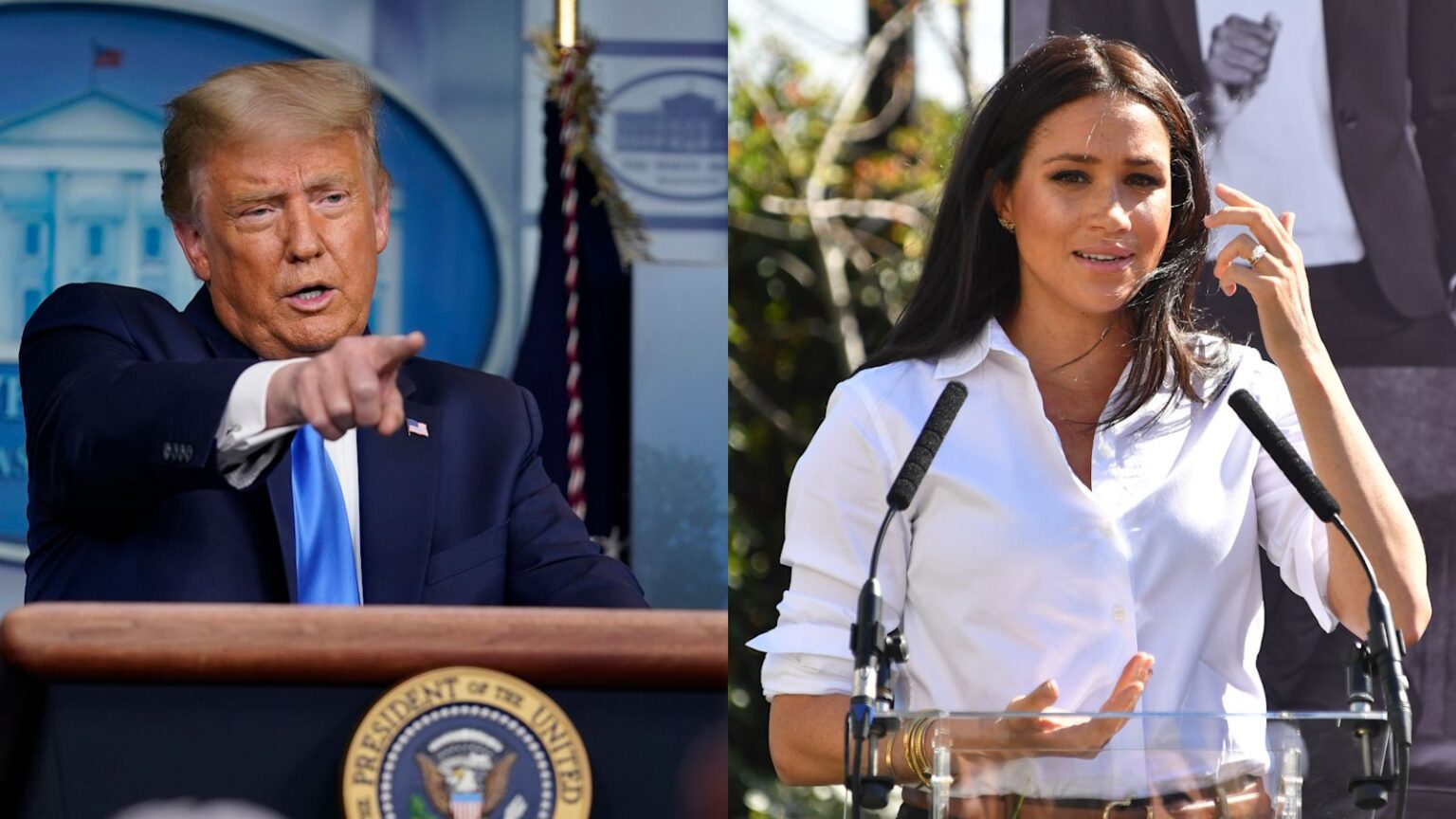 'I wish Harry luck - he's going to need it': Donald Trump hits back at Meghan after Sussexes urge Americans to vote