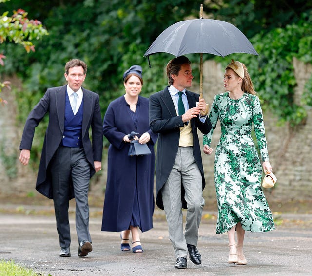 Peter Phillips Marries Harriet Sperling In Gloucestershire kemble, england june 06 embargoed for publication in uk newspapers until 24 hours after create date and time jack brooksbank, princess eugenie, edoardo mapelli mozzi and princess beatrice attend the wedding of peter phillips and harriet sperling at all saints church on june 6, 2026 in kemble, england peter phillips, son of princess anne, princess royal and eldest grandchild of queen elizabeth ii, will marry nhs nurse and writer harriet sperling during a ceremony at all saints church in kemble today photo by max mumbyindigogetty images