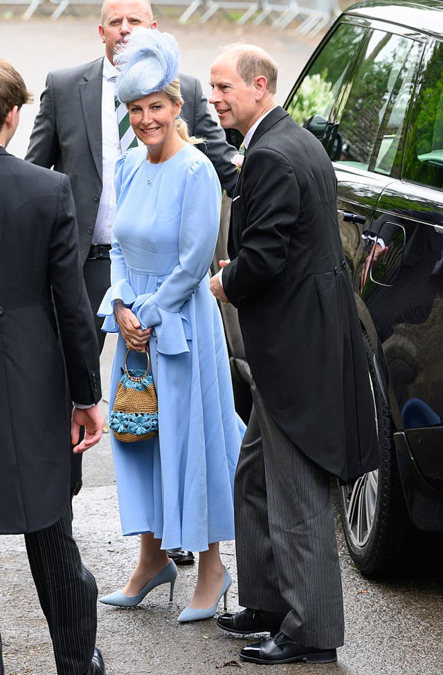 Peter Phillips Marries Harriet Sperling In Gloucestershire kemble, england june 06 sophie, duchess of edinburgh and prince edward, duke of edinburgh arrive for the royal wedding of peter phillips and harriet sperling at all saints church on june 06, 2026 in kemble, england photo by karwai tangwireimage