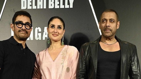 Aamir Khan and Kareena Kapoor are as surprised as fans on seeing Salman Khan’s short hair look at event. Watch Hindustan Times News