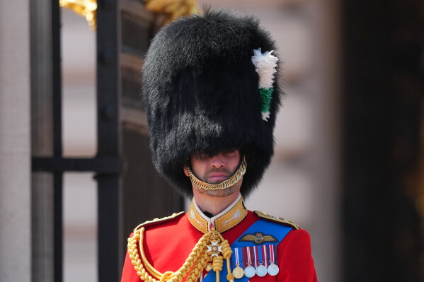 Prince William sits on his horse wearing the uniform of the Welsh Guards outside Buckingham Palace during Trooping The Colour, the King's annual birthday parade, in London, Saturday, June 13, 2026. (AP Photo/Kirsty Wigglesworth)