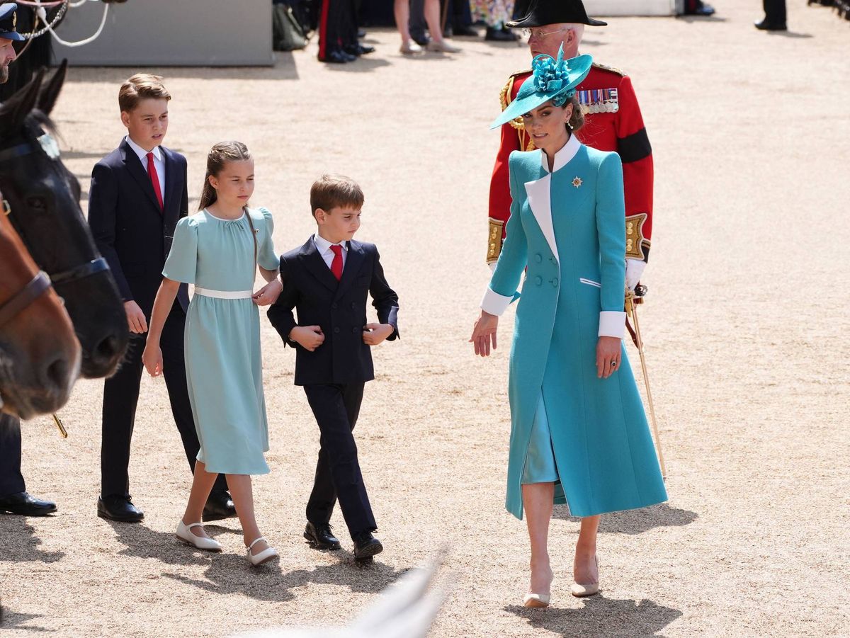 Kate with the children at Horse Guards Parade today