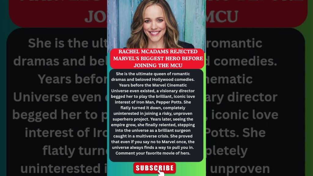 RACHEL MCADAMS REJECTED MARVEL'S BIGGEST HERO 💔🎬 #rachelmcadams #doctorstrange #ironman