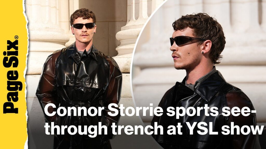 Connor Storrie sweats out Paris' hottest day ever in PVC boots and a see-through trench