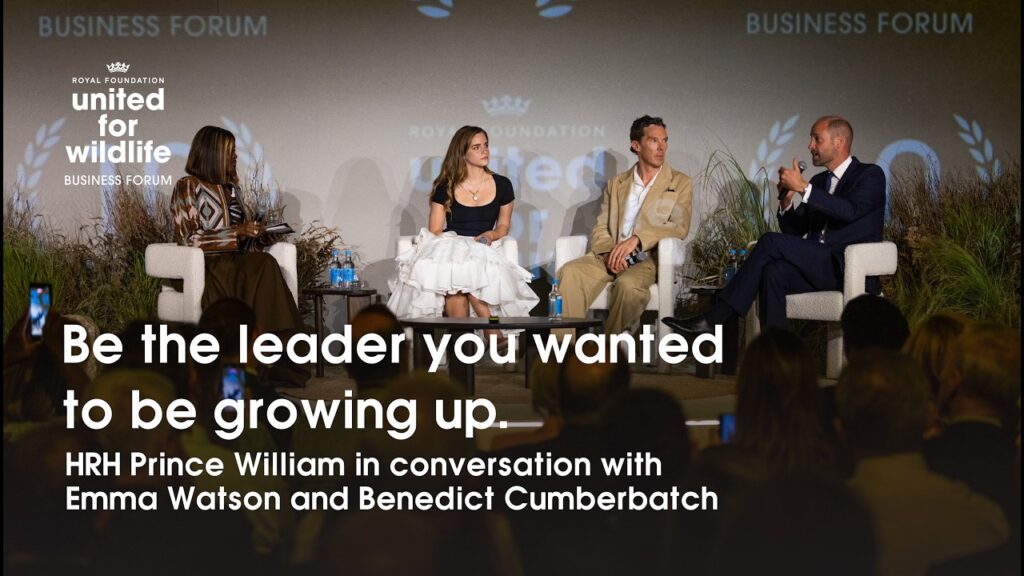 HRH Prince William in conversation with Emma Watson and Benedict Cumberbatch.