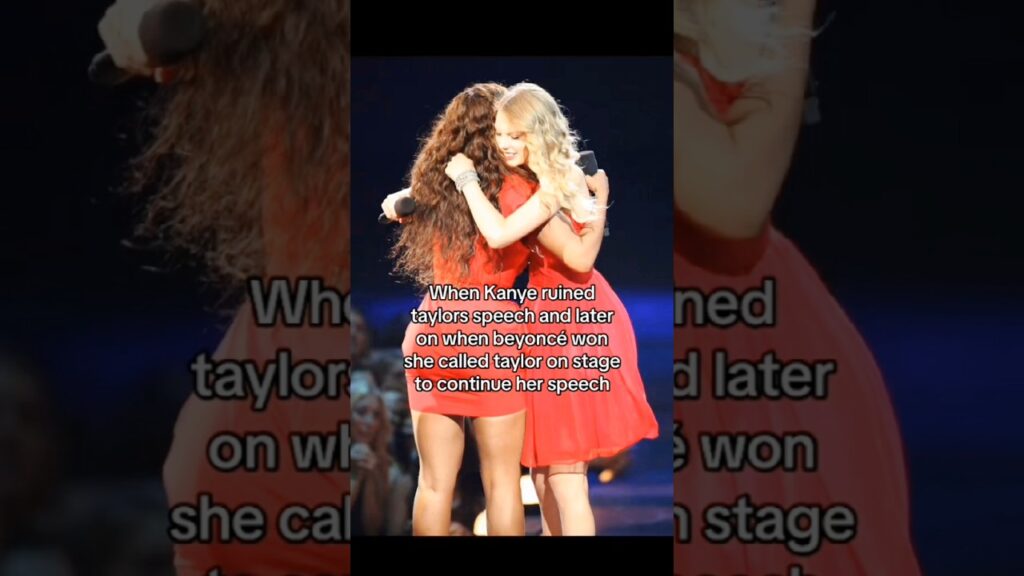 When Beyoncé' won and she called Taylor Swift on stage to continue her speech 🥹
