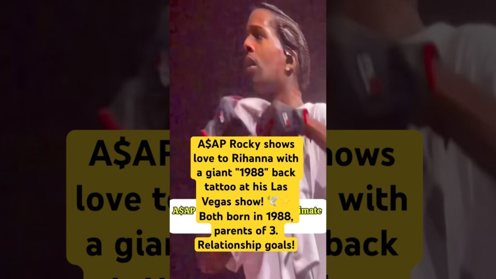 A$AP Rocky shows love to Rihanna with a giant "1988" back tattoo at his Las Vegas show! 🥰#rihanna