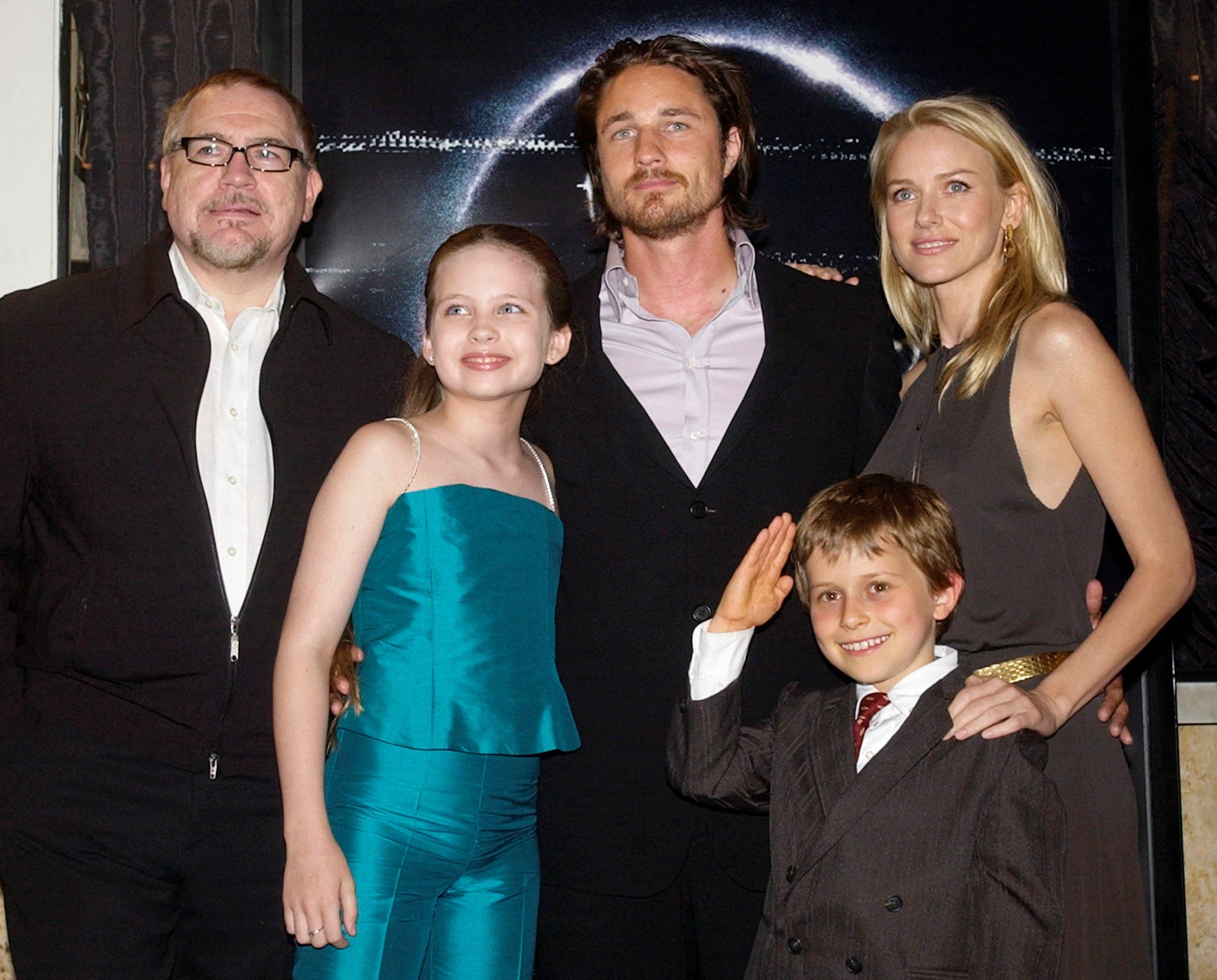 A young Chase with the cast of ‘The Ring’ in 2002, including Naomi Watts and Brian Cox