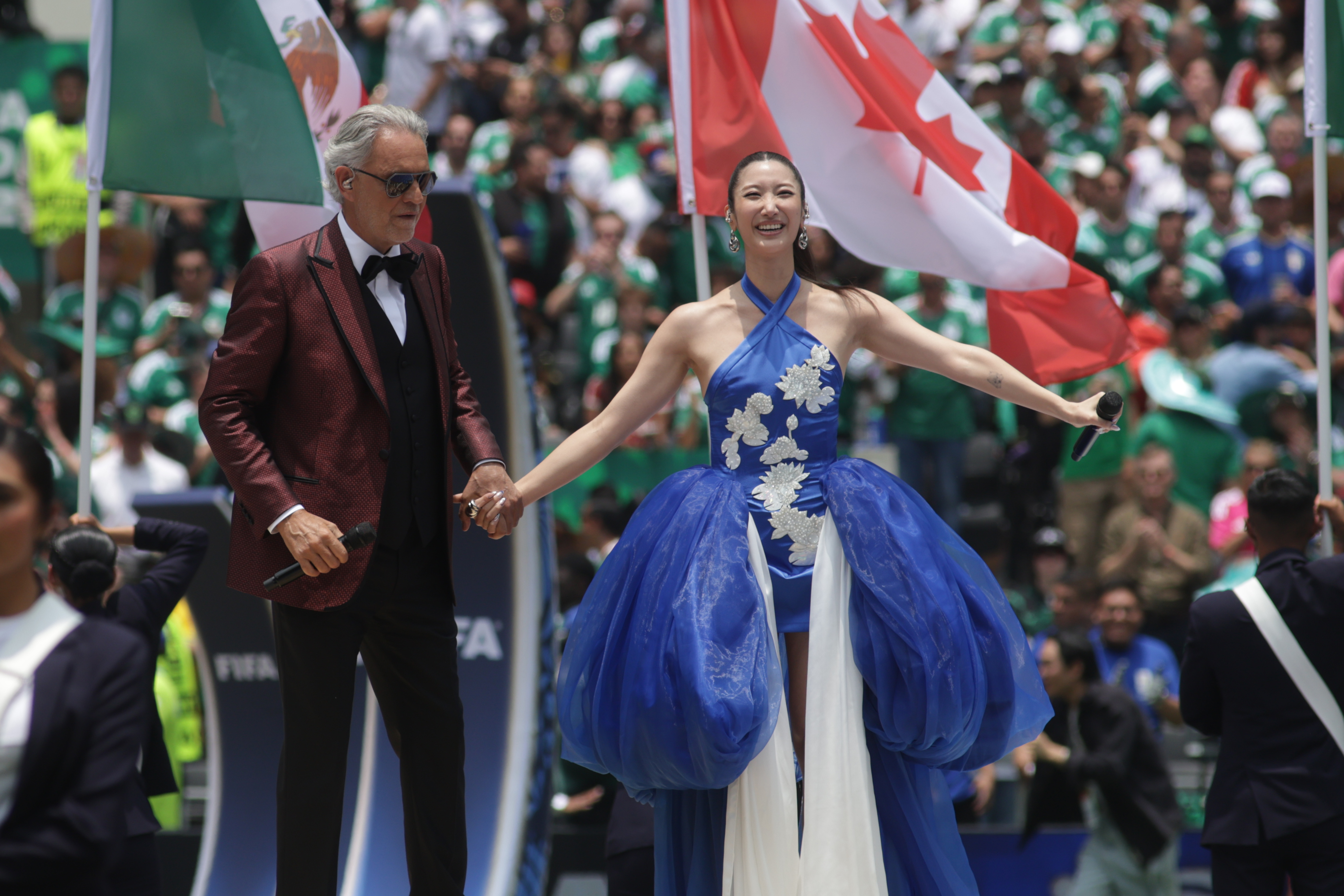 Andrea Bocelli, South Korean singer Ejae, celebrities attending the World Cup Group Stage 2026