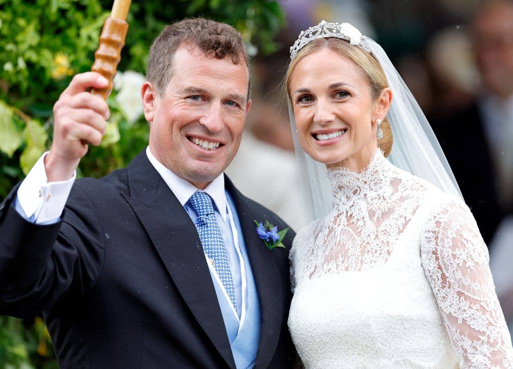 Peter Phillips and Harriet Sperling depart All Saints' Church following their wedding on June 6, 2026 in Kemble, England. 